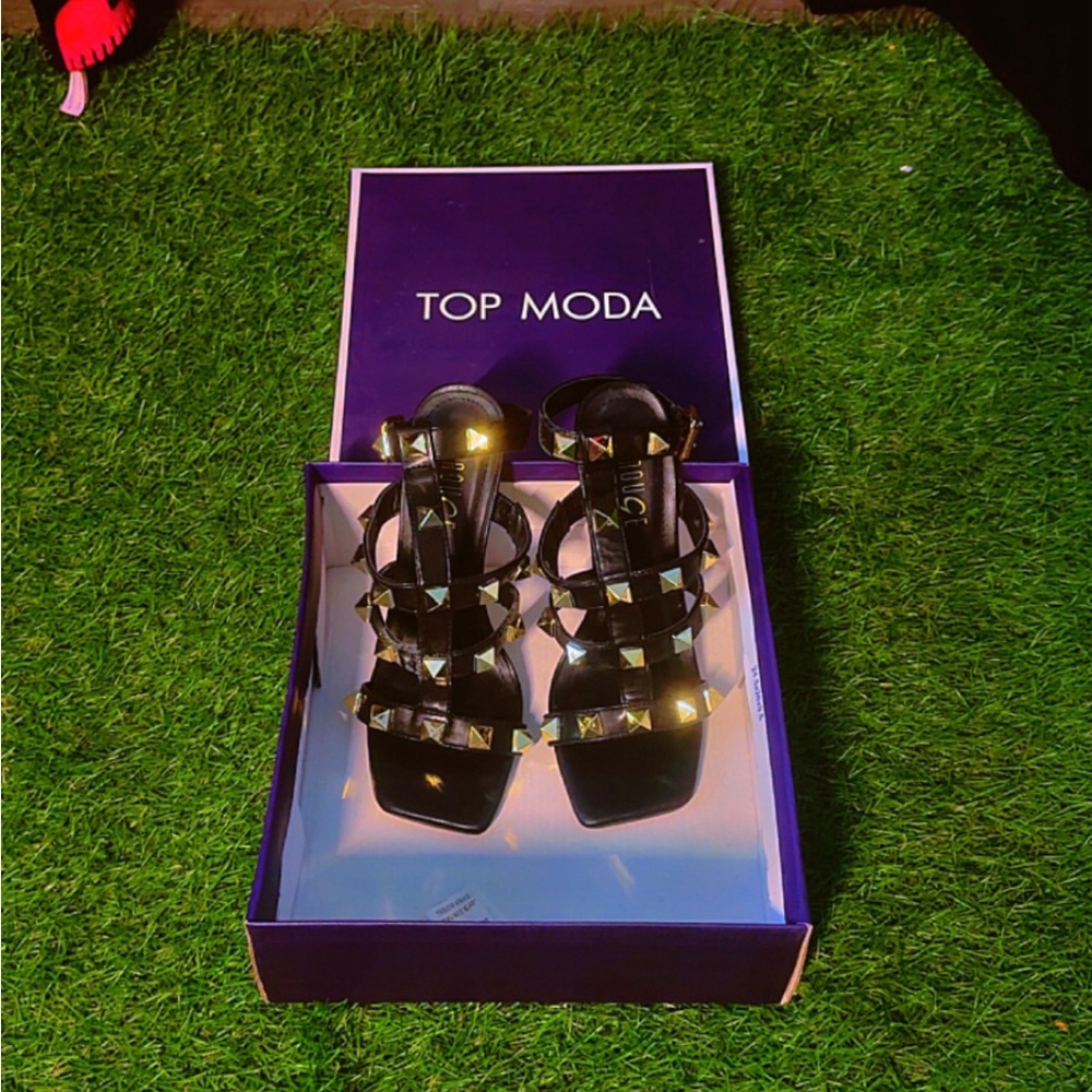 Top Moda Black Strappy Women's Sandals